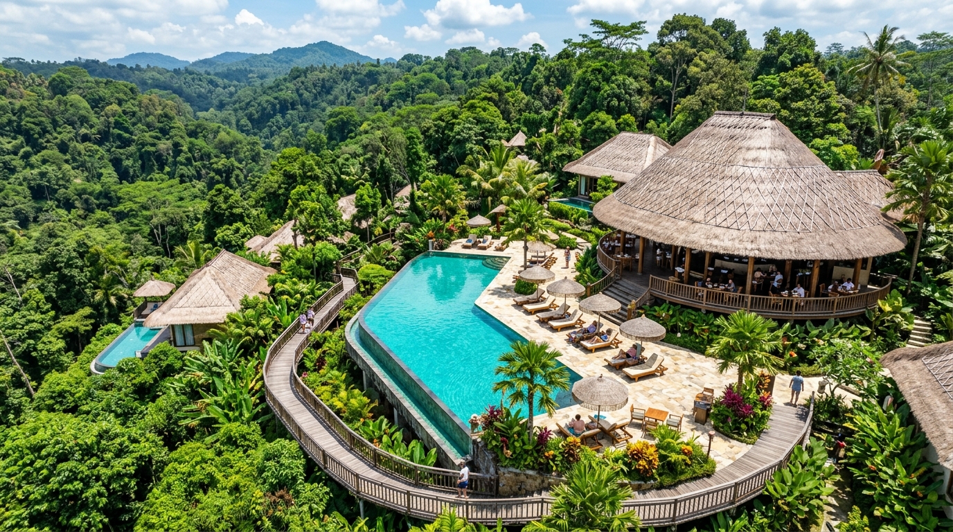 Flycam hồ bơi